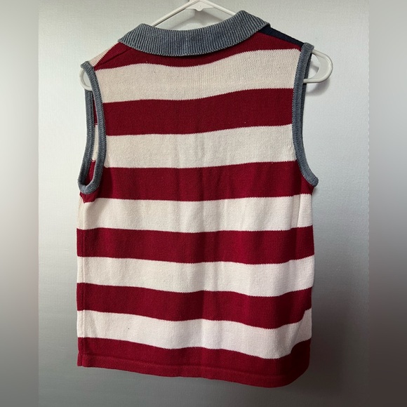 Knitted American Flag Polo Sleeveless Karen Scott size Small - Picture 2 of 6